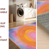 Ultra Soft Area Rug, Non Slip, Stain Resistant, Washable Area Rugs for Living Room, Bedroom, Dynamic Colorful Geometric Fusion(Orange)