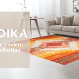 Ultra Soft Area Rug, Non Slip, Stain Resistant, Washable Area Rugs for Living Room, Bedroom, Unique Modern Distressed Aesthetic(Orange)