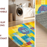 Ultra Soft Area Rug, Non Slip, Stain Resistant, Washable Area Rugs for Living Room, Bedroom, Dynamic Modern Brushstroke Design(Yellow)