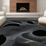 Ultra Soft Area Rug, Non Slip, Stain Resistant, Washable Area Rugs for Living Room, Bedroom, Striking Bold Contrast Pattern(Black)