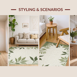 Ultra Soft Area Rug, Non Slip, Stain Resistant, Washable Area Rugs for Living Room, Bedroom, Cozy Rustic Foliage Style(Green)