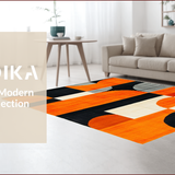 Ultra Soft Area Rug, Non Slip, Stain Resistant, Washable Area Rugs for Living Room, Bedroom, Vibrant Retro Abstract Geometry(Orange)