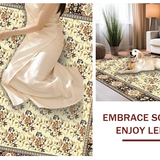 Ultra Soft Area Rug, Non Slip, Stain Resistant, Washable Area Rugs for Living Room, Bedroom, Timeless Traditional Floral Elements(Beige)