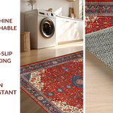 Ultra Soft Area Rug, Non Slip, Stain Resistant, Washable Area Rugs for Living Room, Bedroom, Cozy Rich Toned Trellis Style(Red)