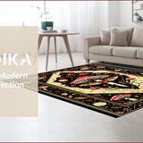 Ultra Soft Area Rug, Non Slip, Stain Resistant, Washable Area Rugs for Living Room, Bedroom, Rustic Earthy Moth Imagery Design(Black)