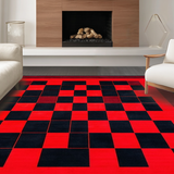 Ultra Soft Area Rug, Non Slip, Stain Resistant, Washable Area Rugs for Living Room, Bedroom, Dynamic Minimalist Patterned Surface(Red)
