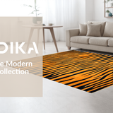 Ultra Soft Area Rug, Non Slip, Stain Resistant, Washable Area Rugs for Living Room, Bedroom, Rustic Dark Brown Tiger Print(Orange)
