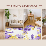Ultra Soft Area Rug, Non Slip, Stain Resistant, Washable Area Rugs for Living Room, Bedroom, Minimalist Spring Floral Arrangement(Purple)