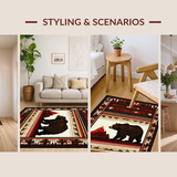 Ultra Soft Area Rug, Non Slip, Stain Resistant, Washable Area Rugs for Living Room, Bedroom, Bold Rustic Cabin Decor(Red)