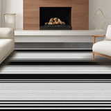 Ultra Soft Area Rug, Non Slip, Stain Resistant, Washable Area Rugs for Living Room, Bedroom, Farmhouse Inspired Bold Stripe Concept(Black)