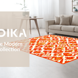 Ultra Soft Area Rug, Non Slip, Stain Resistant, Washable Area Rugs for Living Room, Bedroom, Rustic Textured Ogee Arrangement(Orange)