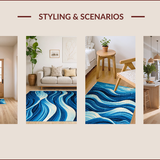 Ultra Soft Area Rug, Non Slip, Stain Resistant, Washable Area Rugs for Living Room, Bedroom, Bright Nautical Coastal Elegance(Blue)