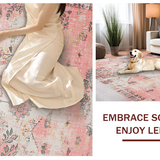 Ultra Soft Area Rug, Non Slip, Stain Resistant, Washable Area Rugs for Living Room, Bedroom, Radiant Soft Colorful Medallion Style(Pink)