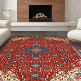 Ultra Soft Area Rug, Non Slip, Stain Resistant, Washable Area Rugs for Living Room, Bedroom, Cozy Rich Toned Trellis Style(Red)