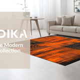 Ultra Soft Area Rug, Non Slip, Stain Resistant, Washable Area Rugs for Living Room, Bedroom, Irregular Geometric Lava Effect(Orange)