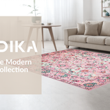 Ultra Soft Area Rug, Non Slip, Stain Resistant, Washable Area Rugs for Living Room, Bedroom, Serene Cottage Chic Design(Pink)