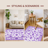 Ultra Soft Area Rug, Non Slip, Stain Resistant, Washable Area Rugs for Living Room, Bedroom, Contemporary Soft Bloom Motif(Purple)