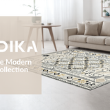 Ultra Soft Area Rug, Non Slip, Stain Resistant, Washable Area Rugs for Living Room, Bedroom, Chic Geometric Grey Aesthetic(Beige)