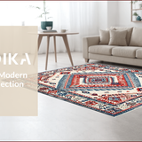 Ultra Soft Area Rug, Non Slip, Stain Resistant, Washable Area Rugs for Living Room, Bedroom, Elegant Rustic Ogee Pattern(White)