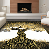 Ultra Soft Area Rug, Non Slip, Stain Resistant, Washable Area Rugs for Living Room, Bedroom, Contemporary Tree Silhouette Style(Gold)