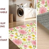 Ultra Soft Area Rug, Non Slip, Stain Resistant, Washable Area Rugs for Living Room, Bedroom, Whimsical Floral Rustic Charm(Pink)