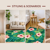 Ultra Soft Area Rug, Non Slip, Stain Resistant, Washable Area Rugs for Living Room, Bedroom, Bright Multicolor Floral Composition(Green)