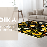 Ultra Soft Area Rug, Non Slip, Stain Resistant, Washable Area Rugs for Living Room, Bedroom, Vivid Whimsical Garden Scene(Black)