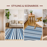 Ultra Soft Area Rug, Non Slip, Stain Resistant, Washable Area Rugs for Living Room, Bedroom, Sophisticated Dual-Tone Coastal Motif(Blue)