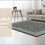 Ultra Soft Area Rug, Non Slip, Stain Resistant, Washable Area Rugs for Living Room, Bedroom, Contemporary Lattice Patterned Beauty(Black)