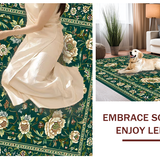 Ultra Soft Area Rug, Non Slip, Stain Resistant, Washable Area Rugs for Living Room, Bedroom, Luxurious Deep Emerald Floral Motif(Green)