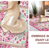 Ultra Soft Area Rug, Non Slip, Stain Resistant, Washable Area Rugs for Living Room, Bedroom, Feminine Elegant Floral Tapestry(White)