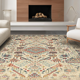 Ultra Soft Area Rug, Non Slip, Stain Resistant, Washable Area Rugs for Living Room, Bedroom, Cozy Retro Tiled Design(Beige)