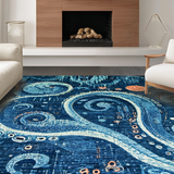 Ultra Soft Area Rug, Non Slip, Stain Resistant, Washable Area Rugs for Living Room, Bedroom, Whimsical Kraken Tentacle Design Area Rug for Vibrant Home Decor(Blue)