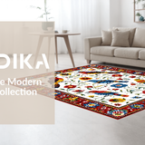 Ultra Soft Area Rug, Non Slip, Stain Resistant, Washable Area Rugs for Living Room, Bedroom, Stylish Ethnic Botanical Artwork(White)