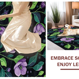 Ultra Soft Area Rug, Non Slip, Stain Resistant, Washable Area Rugs for Living Room, Bedroom, Vivid Botanical Dreamscape Design(Black)