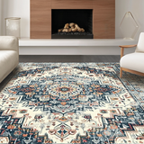 Ultra Soft Area Rug, Non Slip, Stain Resistant, Washable Area Rugs for Living Room, Bedroom, Sophisticated Modern Medallion Layout(Gray)