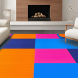 Ultra Soft Area Rug, Non Slip, Stain Resistant, Washable Area Rugs for Living Room, Bedroom, Dynamic Playful Patterned Accent(Orange)