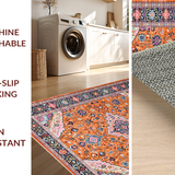 Ultra Soft Area Rug, Non Slip, Stain Resistant, Washable Area Rugs for Living Room, Bedroom, Unique Contemporary Linear Arrangement(Orange)