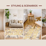 Ultra Soft Area Rug, Non Slip, Stain Resistant, Washable Area Rugs for Living Room, Bedroom, Playful Brown and White Pattern(Beige)