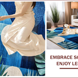 Ultra Soft Area Rug, Non Slip, Stain Resistant, Washable Area Rugs for Living Room, Bedroom, Tropical Turtle Geometric Patio Runner Rug(Blue)
