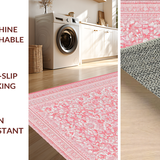 Ultra Soft Area Rug, Non Slip, Stain Resistant, Washable Area Rugs for Living Room, Bedroom, Coquette Ribbon Edge Rug Scalloped Bow Print with Artistic Wavy Patterns(Pink)