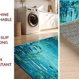 Ultra Soft Area Rug, Non Slip, Stain Resistant, Washable Area Rugs for Living Room, Bedroom, Serene Nature-Inspired Motif(Blue)