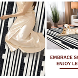 Ultra Soft Area Rug, Non Slip, Stain Resistant, Washable Area Rugs for Living Room, Bedroom, Striped Woven Rug: Modern Farmhouse Style Area Rug(Black)