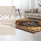 Ultra Soft Area Rug, Non Slip, Stain Resistant, Washable Area Rugs for Living Room, Bedroom, Exotic Elephant Geometric Motif(Yellow)