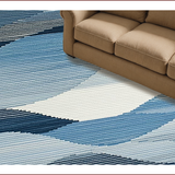 Ultra Soft Area Rug, Non Slip, Stain Resistant, Washable Area Rugs for Living Room, Bedroom, Modern Abstract Grey and Blue Fusion(Blue)