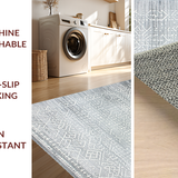 Ultra Soft Area Rug, Non Slip, Stain Resistant, Washable Area Rugs for Living Room, Bedroom, Sleek Geometric Light Grey Motif(Gray)
