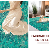 Ultra Soft Area Rug, Non Slip, Stain Resistant, Washable Area Rugs for Living Room, Bedroom, Whimsical Medallion Color Fusion(Blue)
