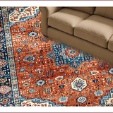 Ultra Soft Area Rug, Non Slip, Stain Resistant, Washable Area Rugs for Living Room, Bedroom, Vintage Tribal Dining Room Washable Rug(Red)