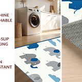 Ultra Soft Area Rug, Non Slip, Stain Resistant, Washable Area Rugs for Living Room, Bedroom, Delicate Grey Tone Animal Illustrations(White)