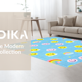 Ultra Soft Area Rug, Non Slip, Stain Resistant, Washable Area Rugs for Living Room, Bedroom, Enchanting Soft-Toned Fun Elements(Blue)